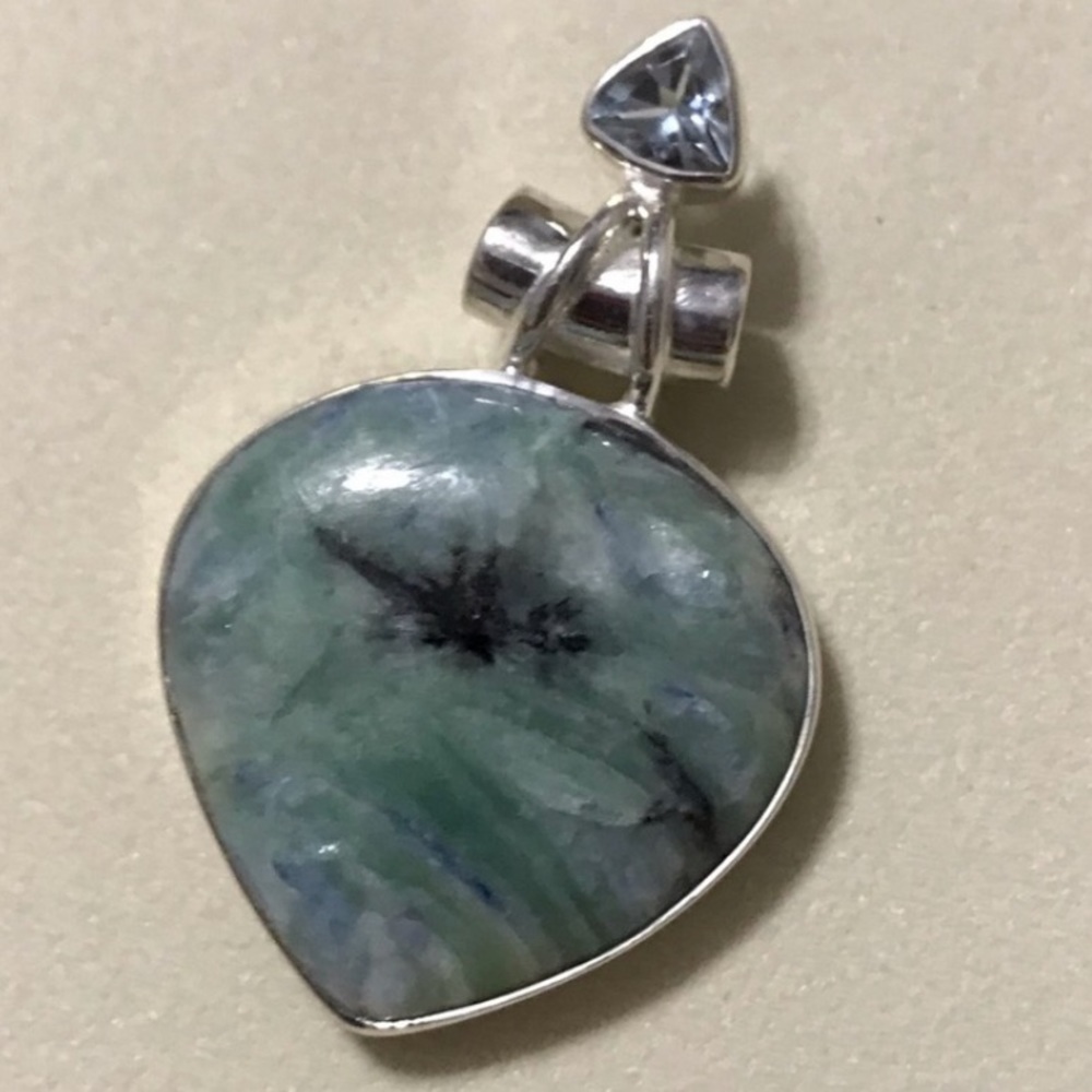 New Sterling Silver Mermaid Kyanite Pendant w/Topaz Accent 20 inch Chain